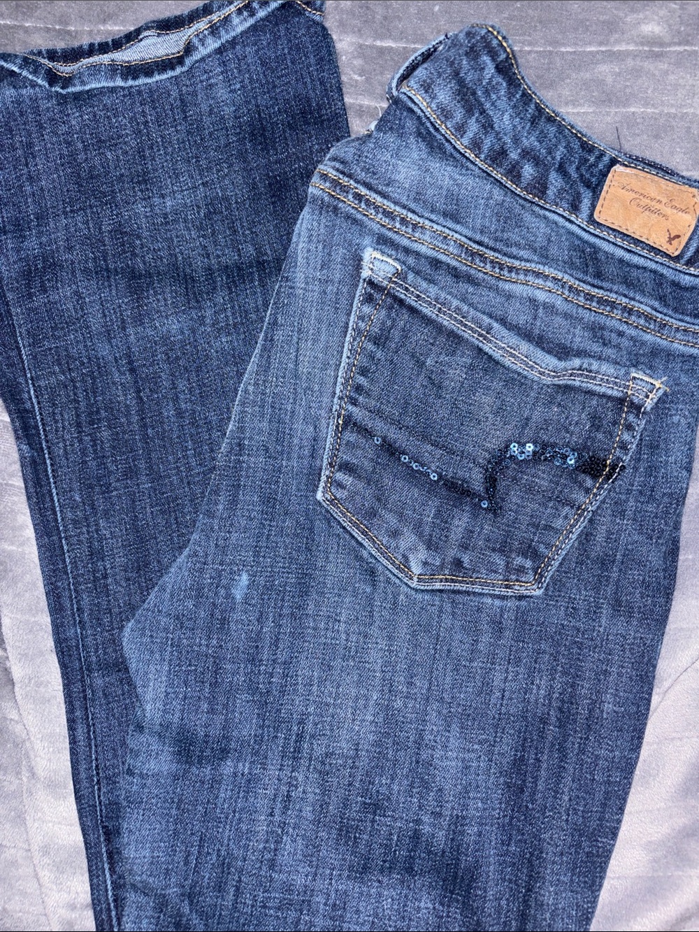 American Eagle Sequin Pocket Bootcut Jeans